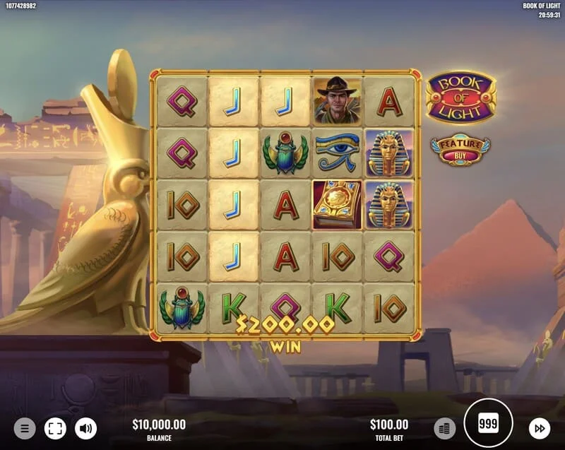 Book of Lights - γραμμή νίκης στο βασικό παιχνίδι με Multiplier Wild