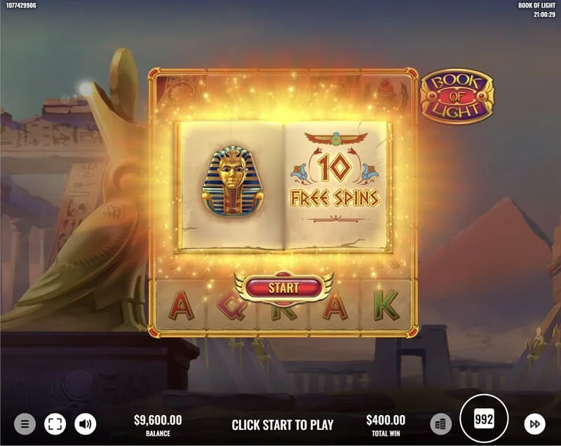 Book of Lights - εκκίνηση Free Spins και επεκτεινόμενου συμβόλου